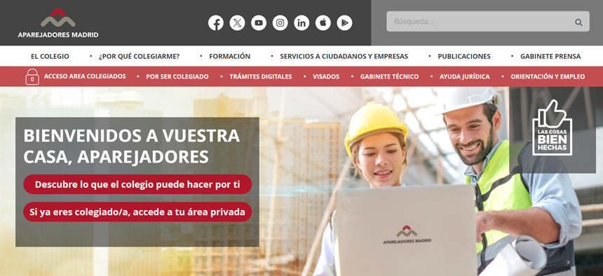 Importantes mejoras en la ‘home page’ de Aparejadores Madrid